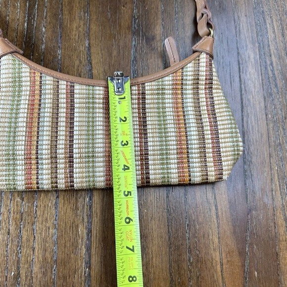 Fossil Woven Colorful Multi-color Straw Handbag Purse Brown Leather Strap *READ - Picture 4 of 9